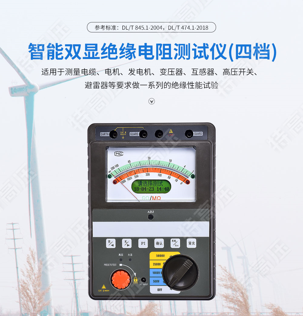 BC2010 智能雙顯絕緣電阻測試儀(四檔)(圖1) 絕緣電阻測試儀