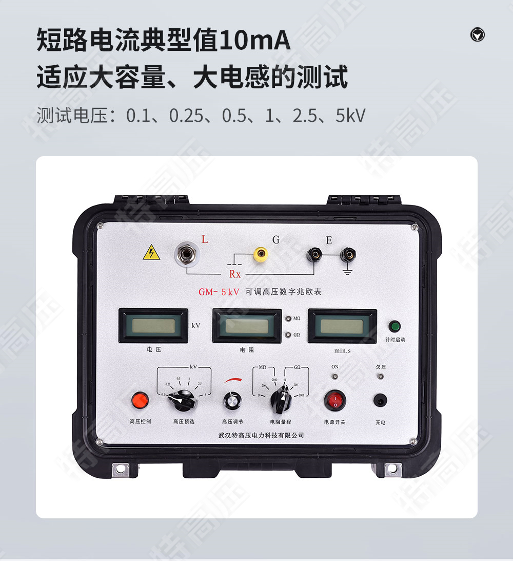 GM-5kV 可調(diào)高壓數(shù)字兆歐表(圖3) GM-5kV 可調(diào)高壓數(shù)字兆歐表(圖3)