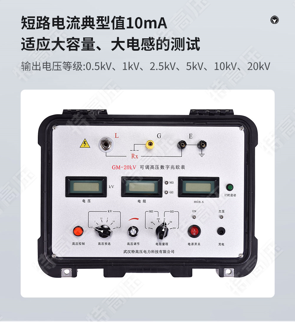 GM-20kV 可調高壓數字兆歐表(圖3) 絕緣兆歐表